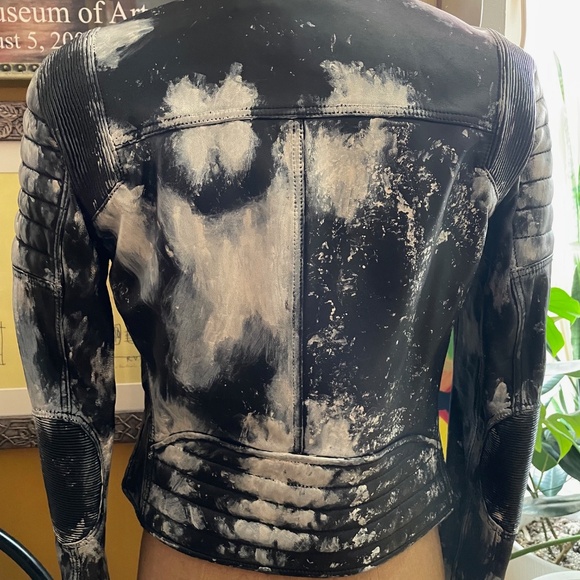 $1498 Polo Ralph Lauren Small Tie Dye Leather Jacket Painted Runway New - Picture 5 of 8